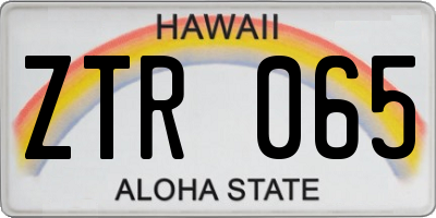 HI license plate ZTR065