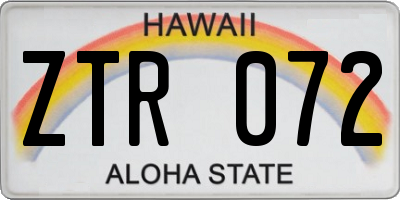 HI license plate ZTR072