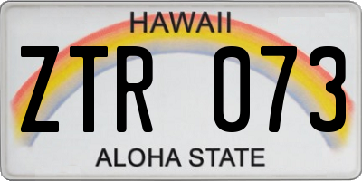 HI license plate ZTR073