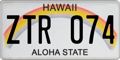 HI license plate ZTR074