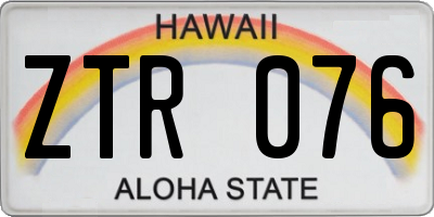 HI license plate ZTR076