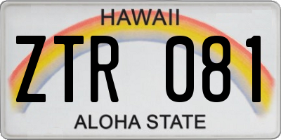 HI license plate ZTR081