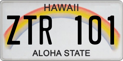 HI license plate ZTR101