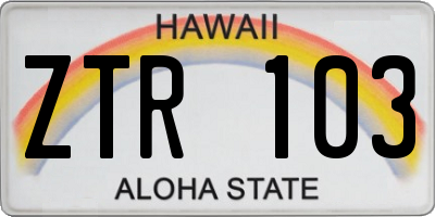 HI license plate ZTR103