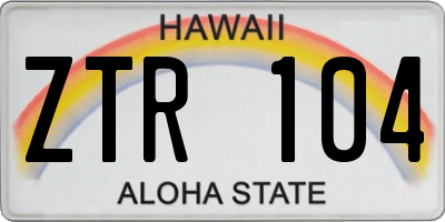 HI license plate ZTR104