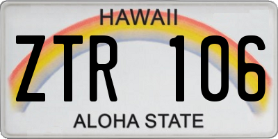 HI license plate ZTR106