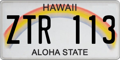 HI license plate ZTR113