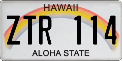 HI license plate ZTR114