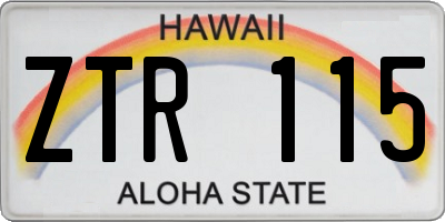 HI license plate ZTR115