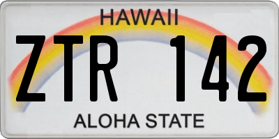 HI license plate ZTR142