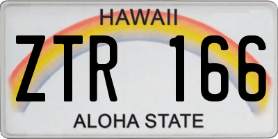 HI license plate ZTR166