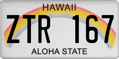 HI license plate ZTR167