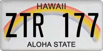 HI license plate ZTR177