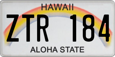 HI license plate ZTR184