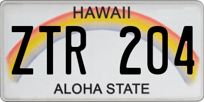 HI license plate ZTR204
