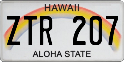 HI license plate ZTR207