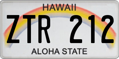 HI license plate ZTR212