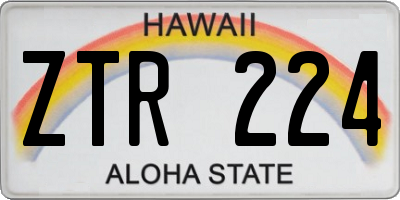 HI license plate ZTR224