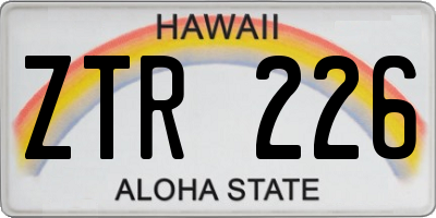 HI license plate ZTR226