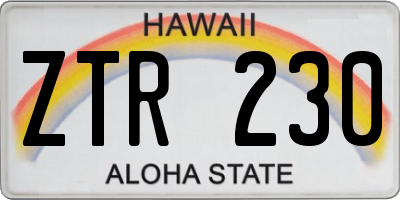HI license plate ZTR230