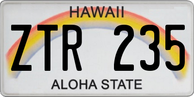 HI license plate ZTR235