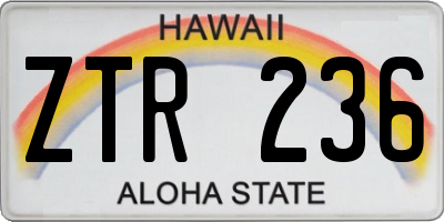 HI license plate ZTR236