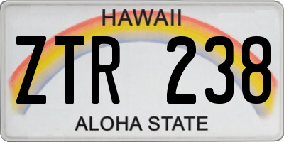 HI license plate ZTR238