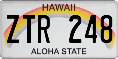 HI license plate ZTR248