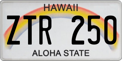 HI license plate ZTR250