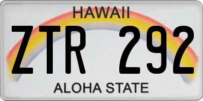 HI license plate ZTR292