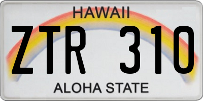 HI license plate ZTR310