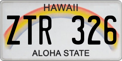 HI license plate ZTR326