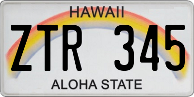 HI license plate ZTR345