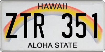 HI license plate ZTR351