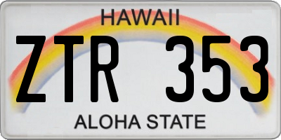 HI license plate ZTR353