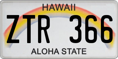 HI license plate ZTR366