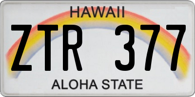 HI license plate ZTR377