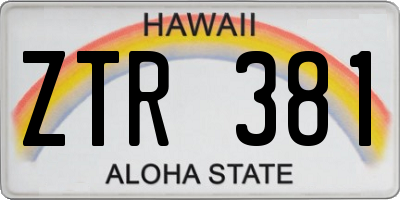 HI license plate ZTR381