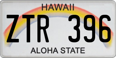 HI license plate ZTR396