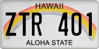 HI license plate ZTR401