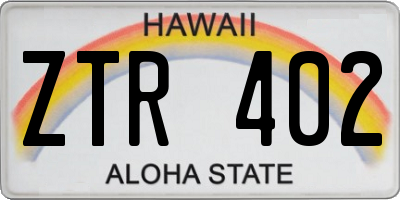 HI license plate ZTR402