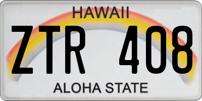 HI license plate ZTR408