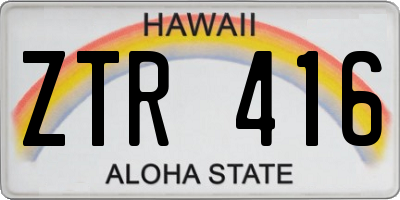 HI license plate ZTR416