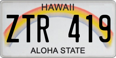 HI license plate ZTR419
