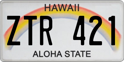 HI license plate ZTR421