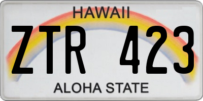 HI license plate ZTR423