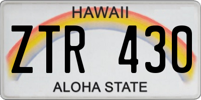 HI license plate ZTR430