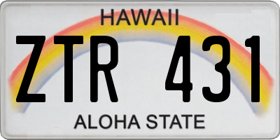 HI license plate ZTR431