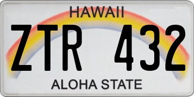 HI license plate ZTR432