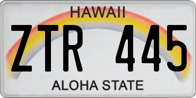 HI license plate ZTR445